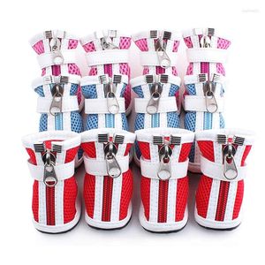 Ropa para perros 4pcs/set zapatos superficie de malla transpirable para algodón de algodón de algodón diseño de la cremallera de la cremallera primavera para chihuahua