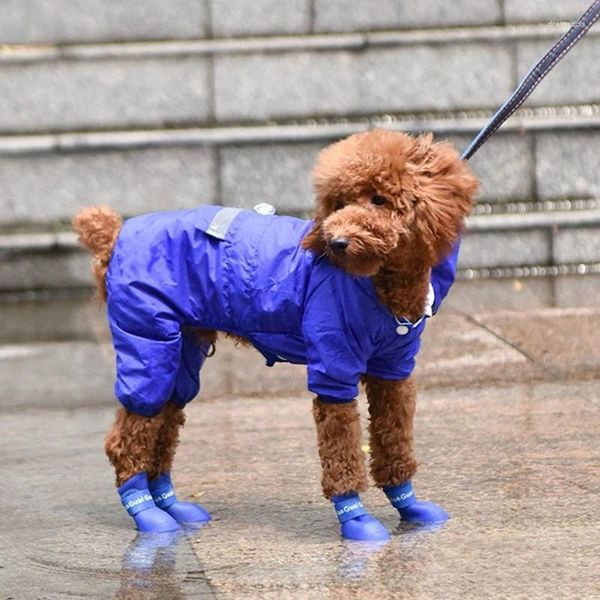 Ropa para perros 4 unids/set zapatos lluvia antideslizante impermeable calzado al aire libre calcetines cubierta de pie proteger perros botas suministros para mascotas