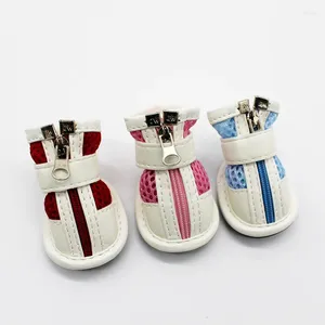 Hondenkleding 4 stks/set zomer mesh ademend leer huisdier schoenen PU antislip laars voor kleine honden teddy kat puppy laarsjes