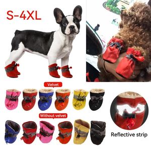 Vêtements de chien 4pcs / Set Chaussures imperméables pour animaux de compagnie anti-dérapant pluie bottes de neige chaussures épaisses chaudes chat chiot chaton chaussettes chaussons cadeau d'approvisionnement