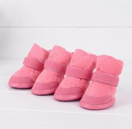 Hondenkleding 4 stks/set Winter Pet Casual Shoes Puppy Anti-Slip Soft Fleece Warm Snow Boots Cotton