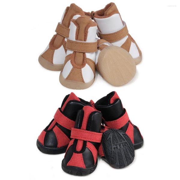 Vêtements pour chiens 4pcs / set chaussures pour animaux de compagnie d'hiver pour les petits chiens chiot chaud des bottes de neige imperméables