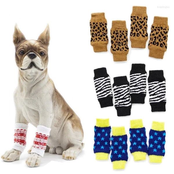 Chien vêtements 4 pièces/ensemble hiver chaud chat chat tricot genou chaussettes chiot jambe protecteur Anti-urinaire Leggings coussinets pour animaux de compagnie