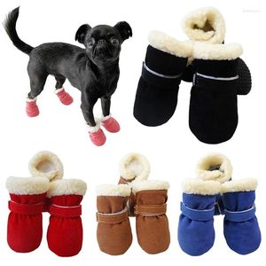 Vêtements de chien 4pcs bottes épaisses chaussures antidérapantes pour petits chiens hiver chiot neige chihuahua chaussures chat de compagnie yorkie caniche