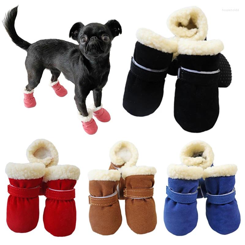 Dog Apparel 4PCS Thick Boots Anti-Slip Shoes For Small Dogs Winter Puppy Snow Chihuahua Footwear Pet Cat Yorkie Poodle