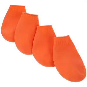 Vêtements pour chiens 4pcs chaussures d'extérieur imperméables non-pluie pattes en caoutchouc couverture ballon bottillons pour jour de neige moyen et petit chien orange