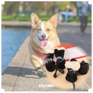 Ropa para perros 4 unids impermeable invierno grueso cálido zapatos para mascotas antideslizante lluvia botas de nieve calzado para gatos pequeños cachorros perros calcetines botines felpa