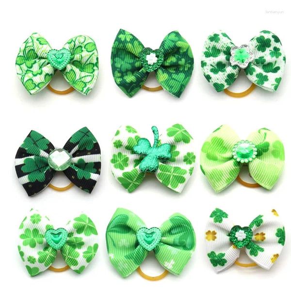 Ropa para perros 50/100 PC Accesorios del Día de San Patricio para perros pequeños Bows Hair Bows Lindas Cabetería de Puppy Suministros