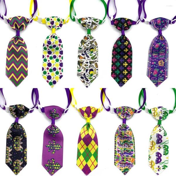 Vêtements pour chiens 50/100 pcs Petit noeud papillon Mardi Gras Style Chiot Cravates Pet Bowtie Cat Accessoires de toilettage Fournitures