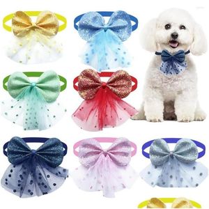 Vêtements pour chiens 50/100pcs arcs de cheveux 2022 jupe flash garniture noeud papillon toilettage accessoires pour animaux de compagnie articles boutique livraison directe fournitures de jardin à domicile Otwox