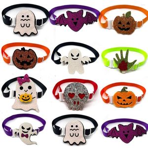 Vêtements pour chiens 50/100pcs Halloween Accessoires pour animaux de compagnie Bowties Cravates Petits vacances Toilettage Bow Ties Citrouilles mignonnes Colliers de chiot