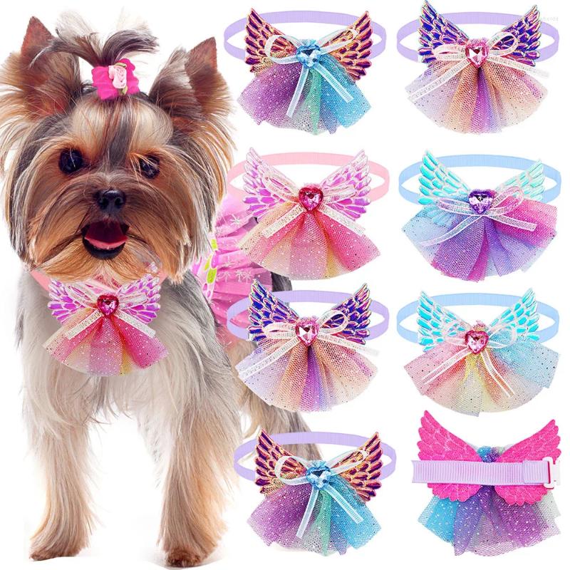 Одежда для собак, 50/100 шт., кружевной галстук-бабочка с бриллиантами, галстуки-бабочки для маленьких кошек и щенков, свадебные принадлежности, аксессуары для ухода за собаками