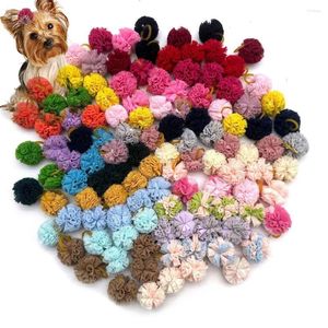 Vêtements pour chiens 50/100 pièces maille boule cheveux arcs accessoires pour animaux de compagnie bandes de caoutchouc fournitures pour petit chat toilettage