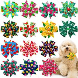 Ropa para perros 50/100pcs Pe Pet Tie Tip Collar móvil Bulk Summer Fruit Style Flower Flower-Collar para pequeños accesorios de aseo