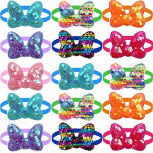 Ropa para perros 50/100pcs de lente de lentejuelas Bowknot para perros accesorios de aseo gato mascota ajustable bowtie producto al por mayor