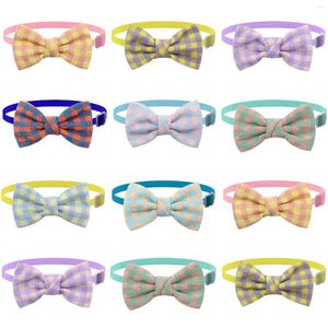 Vêtements pour chiens 50/100pcs Tartan Textile Plaid Bows Collier réglable Accessoires pour animaux de compagnie Nœuds papillon pour petits chiens Chat Toilettage