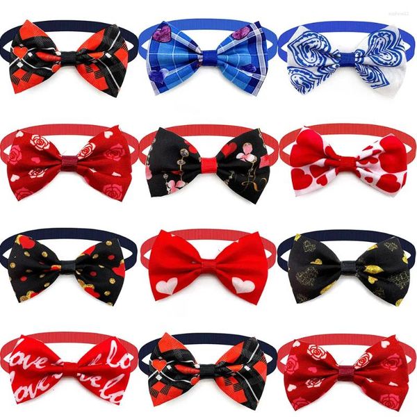 Ropa para perros 50/100pcs de San Valentín gato gato de cachorro de cachorro de cuello pequeño chicas chicas de preparación de vacaciones suministros de bowtie