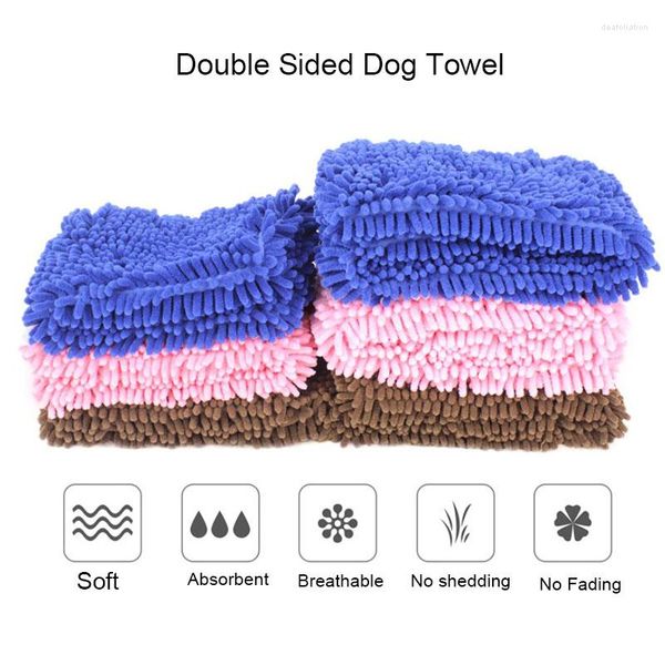 Vêtements de chien 50cm 33cm des deux côtés Fibre Chat Chiot Serviette Forte Absorption Bain d'eau Pet Serviettes de cheveux à séchage rapide