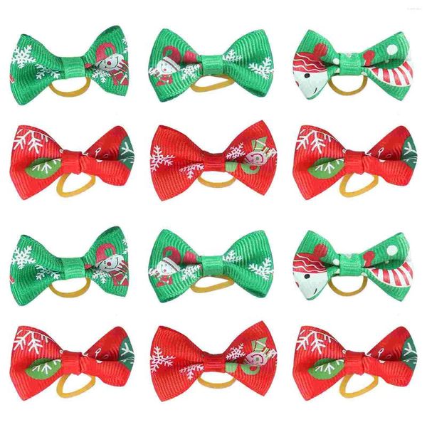 Ropa para perros 50 unids Navidad Mascotas Arcos para el cabello con banda de goma Headress Topknots elásticos para cachorro gato Accesorios de estilo mixto