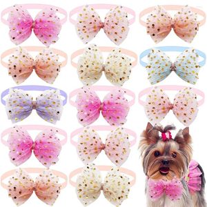 Vêtements de chien 50pcs dentelle gros arcs pour chiens mode mignon en vrac collier collier animaux de compagnie toilettage accessoires pour animaux de compagnie fournitures