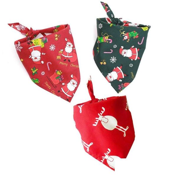 Vêtements pour chiens 50pcs / lot 100% coton écharpe de chien bandana toilettage pour animaux de compagnie foulard réglable triangar cadeau de Noël livraison directe maison gar Otgda