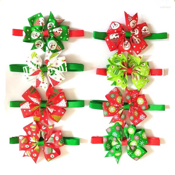 Vêtements pour chiens 50pcs Produits pour animaux de compagnie Accessoires Fête de Noël Vacances Chiot Chat Bowties Fournitures de toilettage de Noël