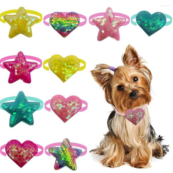 Appareils pour chiens 50pcs Star Love Heart Style Bow Ties Bowknot pour chiens Accessoires de toilettage pour animaux