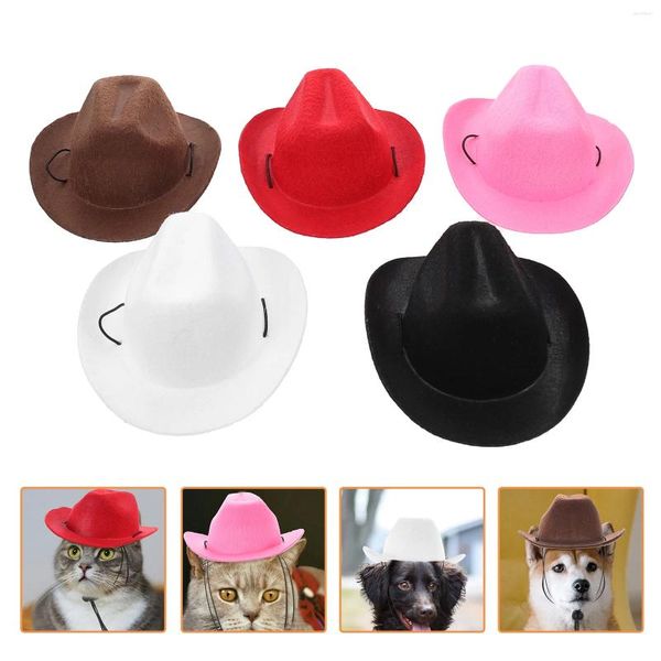 Vêtements de chien 5pcs chapeau avec lanière mini chat petit animal casquette mignonne tenues pour animaux de compagnie bandeau pour chaton chinchilla couleur assortie