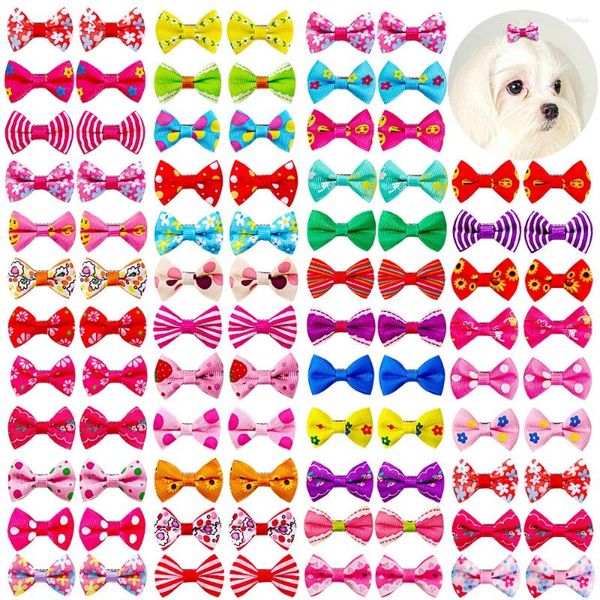 Ropa para perros 5 unids arco de pelo de color mezclado con accesorios de banda de goma elástica para arcos de aseo de gatos suministros para mascotas