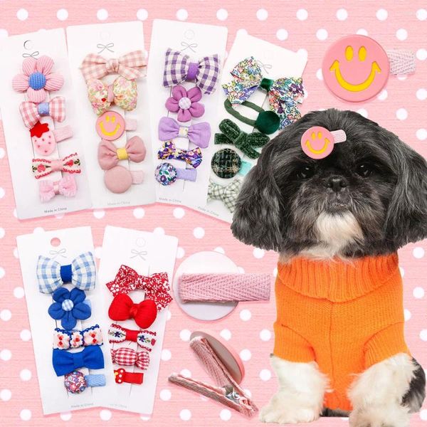 Vêtements pour chiens 6 couleurs épingle à cheveux chiot chat arc pinces à cheveux multi-style boutique coiffure accessoires pour chiens produits pour animaux de compagnie