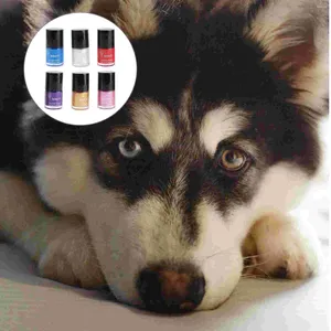Vêtements pour chiens 6 pcs Mode Produits de maquillage à la mode Vernis à ongles pour chiens avec des ongles foncés Fournitures pour animaux de compagnie
