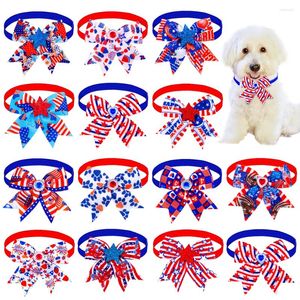Appareils pour chiens 60/120pcs 4 juillet Décorations Independence Day Bow Tie en vrac Fournites réglables Animaux Accessoires de chiot moyen