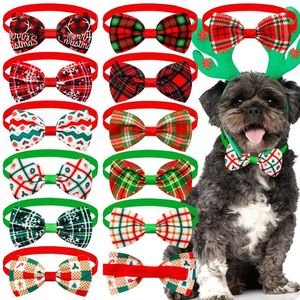 Hond Kleding 60 STKS Handgemaakte Bowtie Kerst Puppy Plaid Strikjes Huisdier Kat Strikje Kraag Voor Honden Verzorging Accessoires