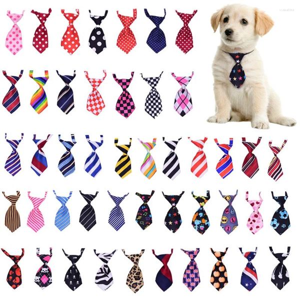 Vêtements pour chiens 60pcs / lot Pet Puppy Cat Cravates Modèles mixtes Accessoires réglables pour chats / petits chiens Fournitures pour animaux de compagnie