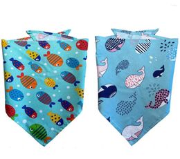 Ropa para perros 60pcs/lote primavera de verano en la impresión de animales de mar mascota gato gato bandanas bufanda bufanda pañuelo de corbata gr315-8