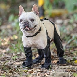 Vêtements de chien 67JE Chaussures de pluie de bottes de sécurité antidérapantes avec collier de marche en plein air pour