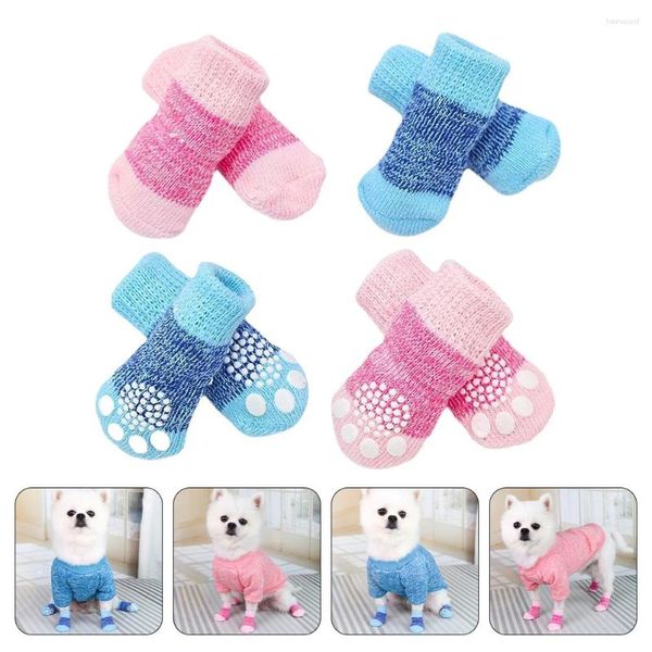 Appareils pour chiens 8 PCS chaussettes pour animaux de compagnie Boots Footwear Cats Anti-Slip Trist Polyester Protectors Thermal