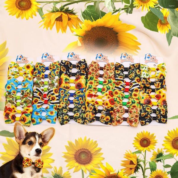 Ropa para perros 8 unids/set patrón de girasol pajaritas de verano collar de gato collar de aseo productos para mascotas para pequeños accesorios