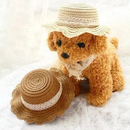 Accesorios de ropa para perros estilo rural mascota fresca paja sombrero de sol