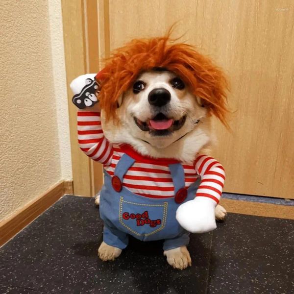 Disfraz de ropa para perros Muñeca espeluznante Versátil atuendo de Halloween para perros gatos divertidos