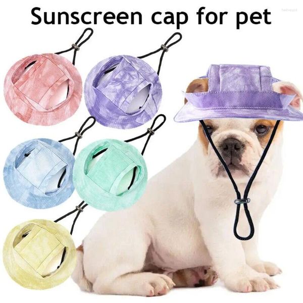 Ropa de perro corta de corte ajustable satina productos para mascotas para la cabeza de los cascos para el sol