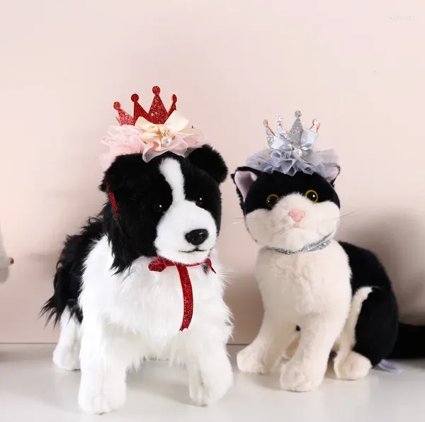 Appareils pour chiens Advable Pet Bow Lace Crown Birthday Hat Princess Fairy Cats Costume Decoration pour fille ou garçon et petits chiens