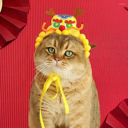 Vêtements pour chiens Chapeau pour animaux de compagnie réglable Dragon chinois Festive à lacets Chapeaux pour chats Chiens Année Célébration Animaux Festival