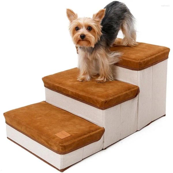 Ropa para perros Pasos para mascotas ajustables Estable Plegable Antideslizante Fondo plegable Rampa plegable Esteras desmontables Fácil de montar Escaleras para sofá de lino