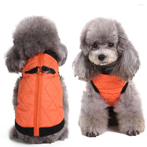 Ropa de perro Pet adorable abrigo de invierno de invierno Caborrilla caliente Vestida a prueba de viento para (DZ127 Orange Size M) Cat