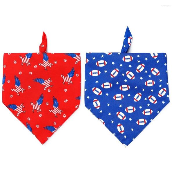 Ropa para perros Día de la Independencia Americana Doble cubierta Triángulo para mascotas Bufanda Saliva Gato Triangular Vendaje Accesorios Suministros Productos