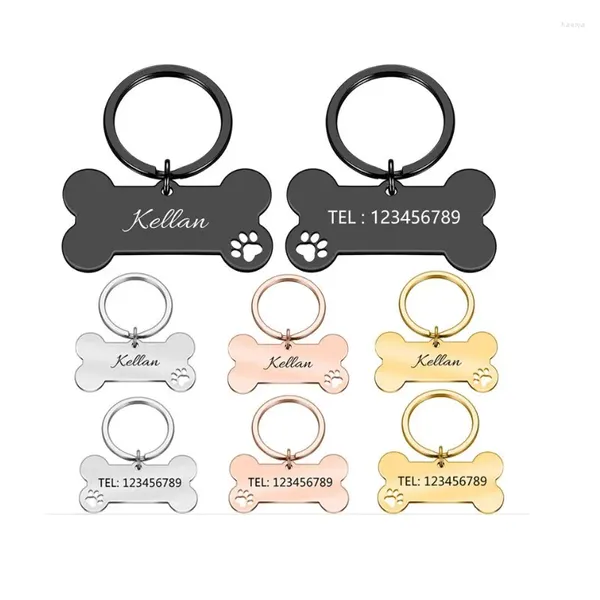 Ropa para perros Cachorro anti-perdido Mascotas personalizadas Etiqueta de identificación Collares Material de pulido Llavero Grabado personalizado Etiquetas de nombre de gato