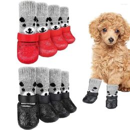 Vêtements de chien anti-dérapant bottes pour animaux de compagnie chaussures chaussettes pluie neige avec cordon réglable chats chiens caoutchouc fournitures imperméables