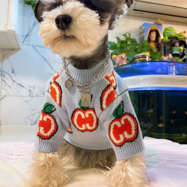 Ropa de perros con letra de manzana Sweater Pet Clothing Swotshirt de algodón Dogs Cálido Lindo Chihuahua Impresión Otoño Invierno Gary Boy Mascotas 230815