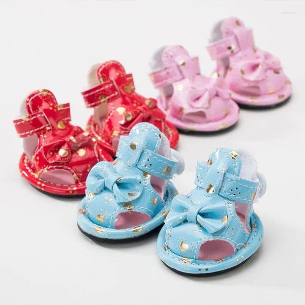 Arrivées de vêtements pour chiens Chaussures pour animaux de compagnie Summer Pu Bows pour Chihuahua Yorkshire Rose Blue Red Princess chiot Cats Pugs Produits